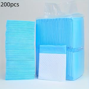 TEMU 100/200개 블루 강아지 훈련 패드 - 흡수력 좋은 그리드 & 플라스틱 포장, 쉬운 청소용 일회용 소변패드, 개, 강아지, 작은 동물, 침실, 크레이트 트레이닝, 하우스브레이킹 용품, 방수 디자인, 위생 솔루션|배변패드