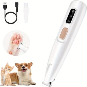 TEMU 개와 고양이를 위한 전문가용 USB 충전식 LED 조명이 있는 무선 저소음 애완동물 털 정리기