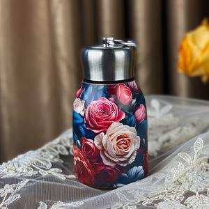TEMU 10oz 스테인리스 강판 진공 보온 여행 머그, 우아한 꽃과 새 디자인, 누출 방지, 휴대용 핸들 - 야외, 체육관, 사무실에 적합 - 이상적인 휴일 선물, 체육관 수분 | 꽃무늬 머그 | 내구성 있는 음료 용기