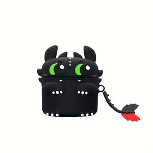 TEMU 만화 패션 블랙 드래곤 for airpods 케이스 프로 2/프로/1/2/3/4세대 무선 이어폰 커버 실리콘 방수 방수