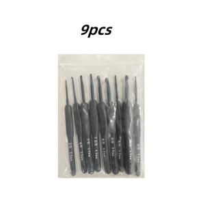 TEMU 9피스 블루 크로셰 훅 세트, 2mm-6mm 스테인리스 소프트 핸들 아미구리와 실 뜨개질용