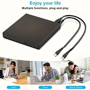 TEMU SMALLCAR USB 2.0 슬림형 휴대용 외장 CD/DVD 드라이브 - 플러그 앤 플레이 설치 불필요, 노트북/데스크탑 컴퓨터용 CD-RW/DVD-RW 버너 플레이어, 데이터 백업, 컴팩트 디자인, 고속 성능|CD플레이어