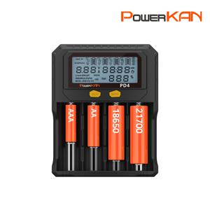 TEMU POWERKAN PD4 파워칸 LCD 지능형 배터리 충전기 4구 리튬 니켈 건전지 밧데리 고속충전1.2V 3.7V 18650 AA AAA 21700 26650 용량확인 과충전방지