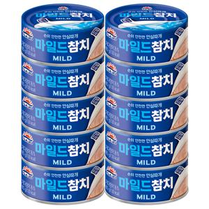 TEMU [한국제품/국내배송] 사조 마일드 참치 85g*10개 / 고단백 다이어트 간식 반찬 식품