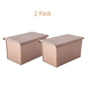 TEMU 2개 골든 풀만 롤빵 팬 뚜껑 포함, 1LB 용량 직사각형 빵 롤빵 팬, 비스틱 롱 빵 팬, 집에서 만든 빵용, 쉬운 청소, 무독성
