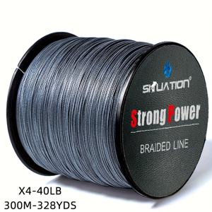 TEMU SIIUATION 4줄 꼬임 낚시줄 - 12LB에서 100LB 용량, 길이 328야드/547야드, 튼튼한 회색 PE 꼬임 낚시 도구, 담수 및 해수 낚시용, 매끄러운 외관, 고성능 기어