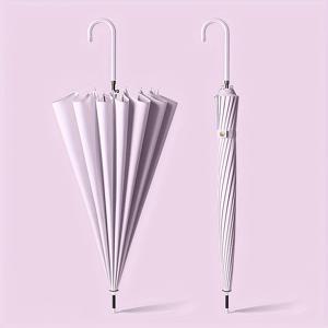 TEMU 16-Bone 자동 우산, 긴 손잡이 및 곡선 손잡이 - 두꺼운 내구성 있는 디자인, 자동 열기 고품질 직물, 비즈니스 캐주얼 사용을 위한 우아한 , 야외 우산, 세련된 금속 액센트, 두꺼운 리브