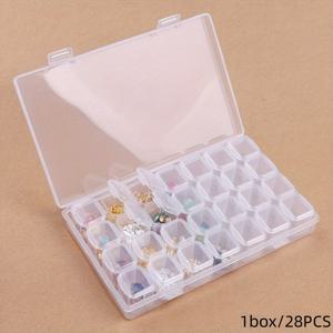 TEMU 28pcs 투명 플라스틱 네일 보석 보관 상자, 현대 스타일, 페인팅을 위한 방진 디스플레이 케이스, 다목적 오거나이저, 데스크탑 액세서리 상자, 직사각형 모양, 전원 필요 없음, 보석 상자