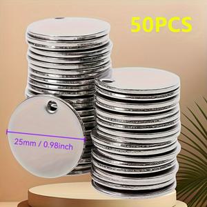TEMU 50PCS 스테인리스 스틸 라운드 스탬핑 태그 미니 메탈 블랭크 DIY 주얼리 만들기, 25mm 직경