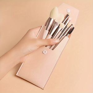 TEMU 휴대용 케이스가 포함된 8피스 전문 메이크업 브러쉬 세트 - 블러셔, 하이라이터, 아이섀도우, 컨실러 및 눈썹 블렌딩용 부드러운 합성 브리슬 - 초보자 및 아티스트를 위한 이상적인 선물, 파라벤 프리, 메이크업 브러쉬 거치대