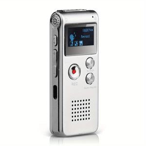 TEMU 8GB 디지털 음성 녹음기 + MP3 플레이어 - 리튬 폴리머 배터리 충전식, 6가지 녹음 모드, 보이스 액티베이션 (VAR), 최대 650시간 오디오 녹음 가능