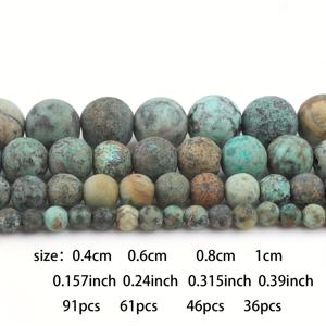 TEMU 4/6/810mm 천연 무광 아프리카 스톤 라운드 비즈, 주얼리 만들기용 루스 스페이서 비즈, DIY 액세서리