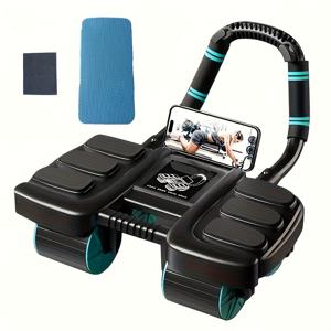 TEMU 3pcs 세트, 업그레이드된 4륜 복근 롤러, 팔꿈치 지지대, 자동 리바운드 코어 운동 장비, 무릎 보호대가 있는 홈 짐 복근 머신, 고굴절률 폴리머, 데이, 추석, 크리스마스, 아버지의 날에 이상적인 선물 - 블랙, 배터리 없음