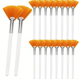 TEMU 18pcs 팬 브러시 얼굴 마스크 브러시 부드러운 메이크업 마스크 애플리케이터 산성 애플리케이터 미용사 브러시 화장품 도구, 마디 크림, 메이크업 피