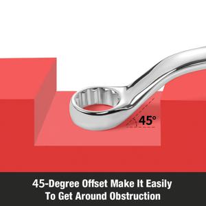 TEMU 틸트 스패너 세트, 미터법 6~24mm, 2종 8개입, 양면 플럼 스패너, 45도 및 60도 각도, 크롬 바나듐 강철, CRV 소재, 블랙 & 레드 캔버스 가방 포함