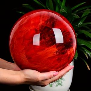 TEMU 1개 빨간 녹은 공 석영 광물 결정 구 - 예술적인 집 장식, 휴일 및 특별한 날 선물, 결정 구