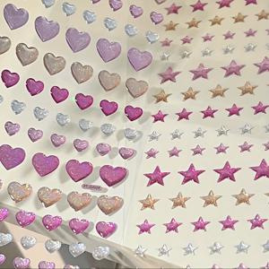 TEMU 1pc 스파크링 자체 접착 스티커, 하트 및 별 모양, 파스텔 핑크 & 블루 글리터 마감, 비닐 소재, DIY 공예 및 축제 장식에 이상적 (크리스마스, 할로윈, 추수 감사절, 부활절), 공예 용품 | 축제 데칼 | 비닐 스티커