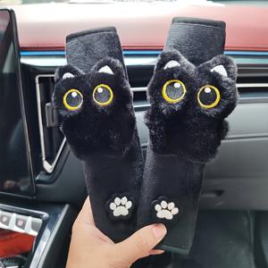 TEMU 2pcs 자동차 시트 벨트 커버 블랙 고양이 및 발 인쇄 디자인 - 자동차, 트럭 및 SUV용 세련된 전면 시트 액세서리 - 여성, 고양이 팬, 자동차 애호가를 위한 완벽한 휴일 선물, 차량 안전 액세서리, 재미있는 자동차 장식, 품질 있는 재료