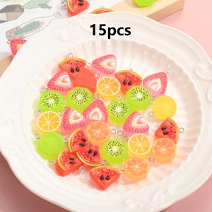 TEMU 15개 세트 다양한 수지 과일 장식 - 수박, 키위, 오렌지, 딸기, 레몬 등 - DIY 보석 만들기, 공예 및 파티 장식에 이상적, 과일 테마 아이템