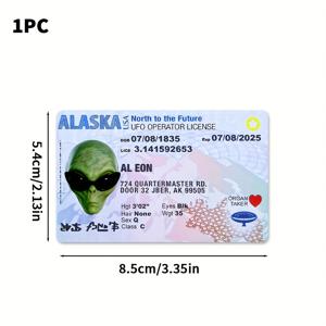 TEMU 1/3pcs 재미있는 우주비행사 운영자 면허증 프로 카드 - 내구성이 뛰어난 PVC로 만들어진 재미있는 외계인 의상 액세서리 | 우주 테마 파티, 코스프레 및 장난 선물, 이상한 물건에 완벽합니다.