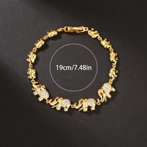 TEMU 1개 18K 금도금 코끼리 & 아기코끼리 여성용 브레이슬릿, 반짝이는 장식, 민족 스타일 조절 가능한 체인 링크 주얼리 선물, 액세서리, 정교한 디테일