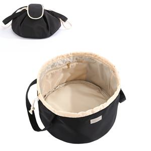 TEMU 1pc 대용량 버킷형 드로스트링 화장품 가방 - 조절 가능한 스트랩, 휴대용 여행 정리함, 플립탑 뚜껑 및 측면 포켓, 화장품, 피부 관리 필수품을 위한 내구성 있는 폴리에스터 - 여성, 기념일, 생일, 휴일, 화장품 여행 가방, 재미있는 디자인, 튼튼한 구조, 일상용 화장품 포켓|파우치|화장품정리함