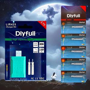 TEMU DIYfull 2중 구멍 LIR425 배터리 USB 충전기 세트 발광 플로트 재충전식 낚시 부품 CR425 배터리 키트 낚시용 조명 물고기 플로트 액세서리