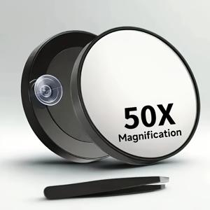 TEMU 50X 확대 거울, 흡입 컵 및 양초, 정밀 메이크업 및 헤어 제거를 위한 강력한 50X 메이크업 거울, 근접에 적합|돋보기