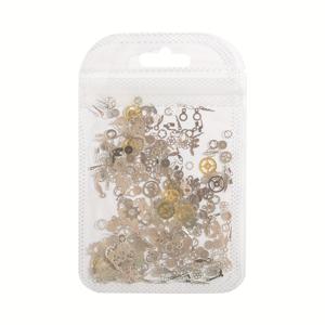 TEMU 500개 기어 네일 아트 참 세트 - 혼합 금속 기계 디자인, 무취 3D 장식 DIY 매니큐어 & 주얼리 제작용, 네일 아트 용품