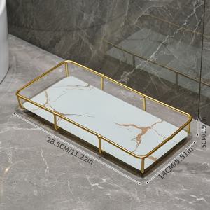 TEMU 1pc 라이트 럭셔리 화장품 보관함, 대리석 패턴 메이크업 보관함, 대용량 스킨케어 일용품 보관함, 다기능 메이크업 정리함, 화장대 장식