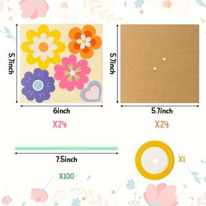 TEMU 꽃다발 공예 키트 - 24pcs 어린이용 꽃다발 만들기 DIY 감사 선물 교사 감사의 주간 학교 교실 홈 재미있는 활동