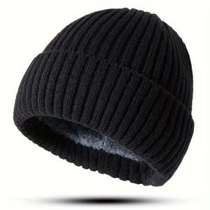TEMU 남녀 공용 니트 모자 따뜻한 플러스 벨벳 두꺼운 방풍, 남성 여성 패션 비니 부드럽고 편안한 니트 모자 추운 가을 겨울 시즌