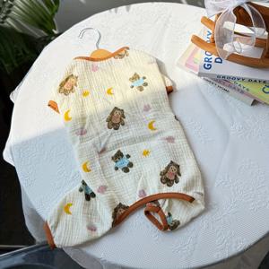 TEMU 반려동물용 편안하고 재미있는 만화 패턴 소프트 원피스, 고양이와 강아지에게 적합, 봄과 여름 가정용 착용에 완벽합니다.