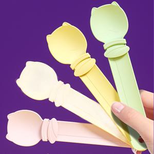 TEMU 1/4개, 사색 고양이 스트립 피더 스퀴저 고양이 먹이 주는 숟가락, 쉽게 짜기 쉬운 고양이 음식 디스펜서 - 긴 손잡이가 있는 젖은 식품 피더, 내구성 있는 플라스틱 애완 동물 간식 숟가락, 고양이 급여 도구