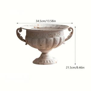 TEMU 빈티지 메탈 하이풋 오벌 트로피 플랜터 - 웨딩, 파티, 홈 & 가든 장식용 고급스러운 앤티크 스타일 경량 화분 - 내구성 있는 러스틱 테이블탑/바닥 디스플레이 센터피스, 집들이 및 특별한 행사에 이상적인 선물