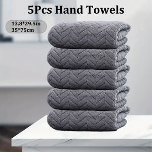 TEMU 5pcs 마이크로파이버 핸드 타월, 13.8x29.5in - 부드럽고 흡수력이 뛰어난, 욕실, 호텔, 피트니스, 사우나용 매달 수 있는 로프 디자인 - 다양한 색상, 욕실 필수품 | 현대적인 스타일 | 마이크로파이버 타월