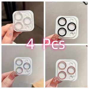 TEMU 4pcs 컬러 카메라 렌즈 보호기 아이폰 16proMax 15 14 11 16 프로 맥스 15플러스 14플러스 16플러스 12미니 13미니 - 강화 유리, 스크래치 방지, 설치가 쉬움, 스크래치 방지, 파손 방지, 결정성 손상