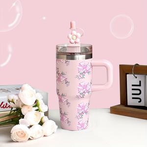 TEMU 1pc 핫 2세대 14oz 팬화 시리즈 스테인레스 스틸 단열 컵 휴대용 자동차 아이스 마스터 컵 스푼 컵 304 스테인레스 스틸 단열 야외 이중층 스포츠 컵 추수감사절 데이