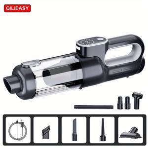TEMU QILIEASY LED 스크린 디스플레이 자동차 진공 청소기, 16000Pa 강력한 흡입 미니 휴대용 통합 블로우 및 흡입 진공 청소기, 무선 원키 먼지 버리기 고출력 휴대용 습식 및 건식 진공 청소기, 조명 기능 포함