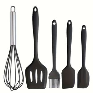 TEMU 5pcs 컬러풀한 실리콘 주방 도구 세트 베이킹 용품 대형 스크래퍼/작은 스크래퍼/믹서/오일 브러시/긴 스팟ゥ라 마카론 컬러 베이킹 도구 케이크 크림 스팟ゥ라 치즈 스팟ゥ라 주방 도구