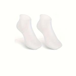 TEMU 2pcs 실리콘 젤 보습 발 양말 건조 갈라진 발을 위한 강력한 보습 및 콜러스 마사지, 쉽게 신을 수 있는 디자인, 흰색 및 분홍색, 피디큐어 및 발 관리에 완벽, 스키너트 루틴 강화제 | 세련된 신발 | 실리콘 젤 양말, 발 수세미 양말