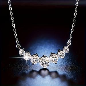 TEMU 우아한 925 실버 2.8ct 모이사이트 스타 목걸이 - 고급스러운 코팅, 과민성 피부에 안전, 클래식 스타일, 결혼식, 파티, 일상 착용, 선물에 적합 - 모든 계절, 일상 목걸이 | 초콜릿 목걸이 | 과민성 피부에 안전한 금속