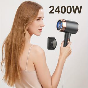 TEMU Betreasure 프로페셔널 헤어 드라이어 - 2400W 고속 건조, 네거티브 이온 기술 & 온/냉 설정, 강력한 바람, EU 플러그 (유럽형), 컨센트레이터 노즐, 살롱 및 가정용, 세련된 모던 디자인, 내구성 있는 구조