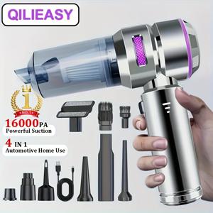 TEMU QILIEASY: 16000Pa 강력 흡입, 100W 브러시리스 모터 청소기, 2000mAh 배터리*3, 핸드헬드 차량용 진공청소기, 에어 다스터, 자동차·가정·캠핑용 4-in-1 휴대용 청소기