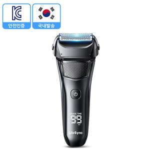 TEMU LifeSync 남자 전기면도기 3중날 일자형 헤드 건식 습식 면도 C타입 팝업트리머