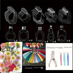 TEMU 92개 DIY 건조 꽃 책갈피 키트, 투명 스티커, 아름다운 태슬 및 구멍 펀처 - 창의적인 공예와 장식용으로 손수 제작한 표본 만들기 세트