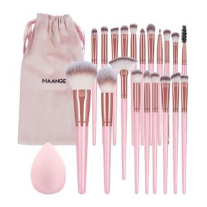 TEMU MAANGE 22pcs 전문 메이크업 브러시 세트, 20개의 메이크업 브러시 + 플란넬 가방 + 1개의 큰 물방울 미용 계란, 부드러운 브러시 메이크업 브러시, 폰드 브러시, 아이섀도 브러시, 블렌딩 브러시, 컨실러 브러시, 아이라이너 브러시, 여행용 휴대용 메이크업 키트, 어머니의 날 선물 세트, 기본 메이크업 브러시|가방
