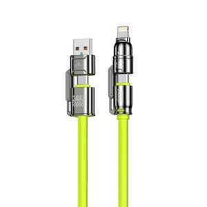 TEMU 최대 240W 4in 1 고속 충전 케이블, 두 드래그 두 충전 코드와 USB-A/Type-C/Lightning, 아이폰 16/15/14/13/12/11 프로 맥스용 네 대 한 고속 충전 케이블, 삼성 갤럭시 S25/S24/S23 울트라용, LG용, 모토 G용, 구글 픽셀용|C타입충전기