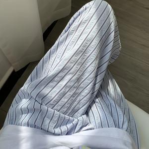 TEMU VBZ 여성 캐주얼 팬츠 - 부드럽고, 느슨한 핏, 직선형, 모든 계절의 편안함, 파란색과 흰색 수직 , 탄성 허리띠, 휴식을 위한 완벽한 팬츠, 편안한 휴식 팬츠 | 팬츠 | 편안한 핏|냉장고바지|바지