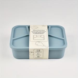 TEMU 실리콘 도시락통 - 학생 및 직장인용, 전자레인지 사용 가능, 식기세척기 안전, 두꺼운 밀봉, 가벼운 구획형 벤토박스, 백투스쿨